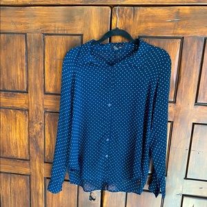 Forever21 Sheer Blue & Green Spotted Blouse